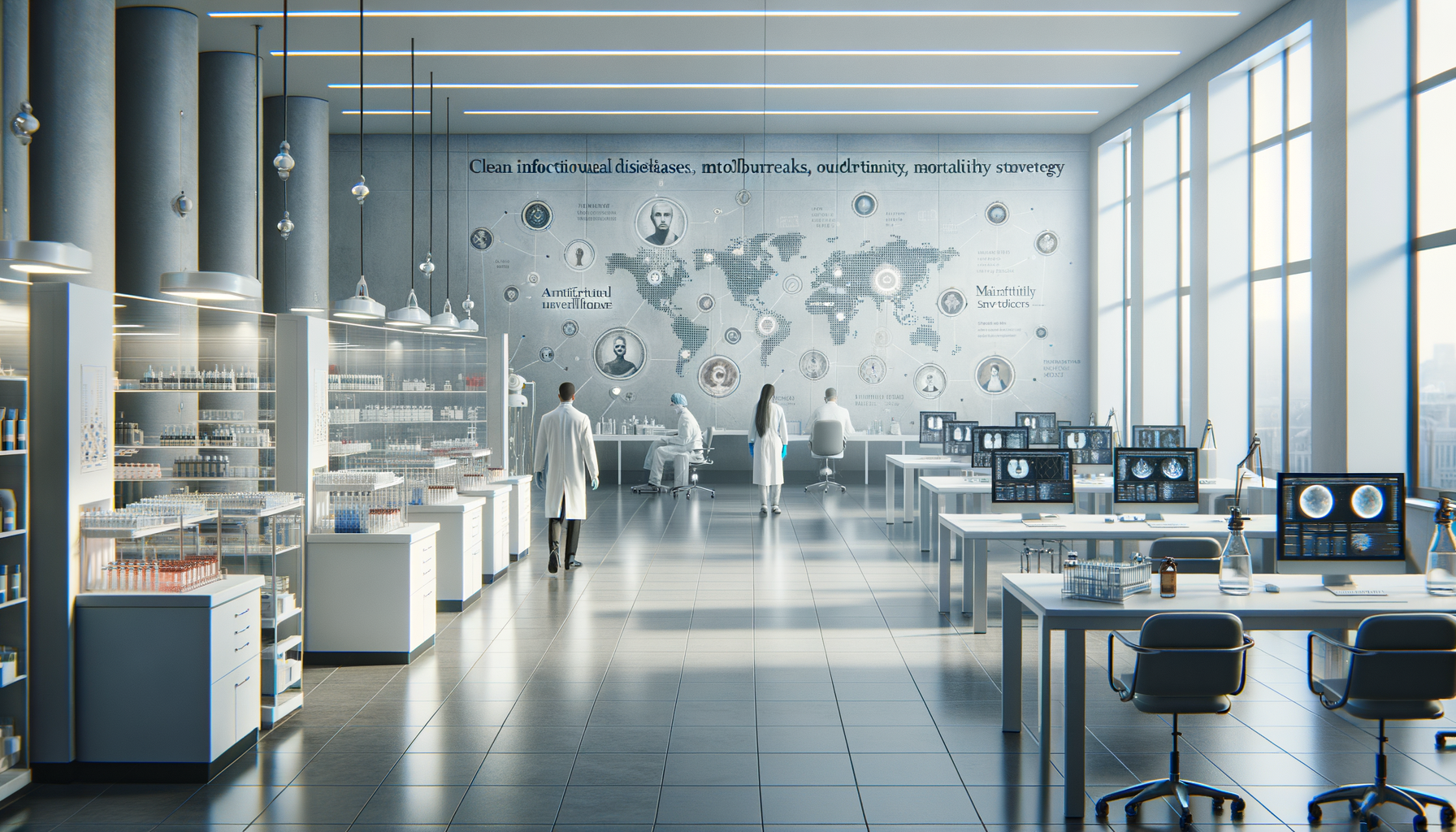 Create a clean, professional, editorial-style image for Dr. Jay Varma’s public health website, which shares evidence-based guidance on infectious diseases, outbreaks, vaccination, and health strategy. The image should: Clearly visualise the topic with calm authority Fit an expert health site: modern, trustworthy, and photorealistic Avoid sensationalism, gore, or fearmongering Depict clinics, labs, vaccination sites, or diverse people in public health contexts Leave space for a text overlay if possible; use a neutral, non-distracting palette Include realistic details but avoid cluttered backgrounds Reinforce public understanding and trust in health professionals Do not include any text in the image. Topic: How Artificial Intelligence Can Transform Mortality Surveillance in the United States