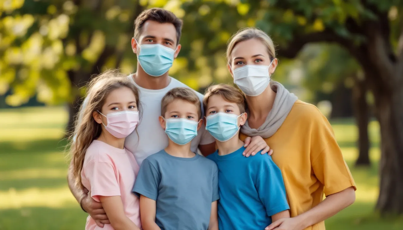 The image depicts a family of four, including parents and two children, smiling together, emphasizing the importance of family vaccination for protection against contagious diseases like mumps. This highlights the role of vaccines, such as the MMR vaccine, in maintaining a healthy immune system and preventing mumps outbreaks.