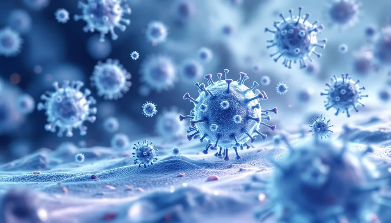 The image depicts immune system cells actively recognizing and responding to vaccine antigens, illustrating how vaccines work to stimulate a strong immune response. This process helps the body produce antibodies against infectious diseases, contributing to community immunity and protecting individuals from serious illness.