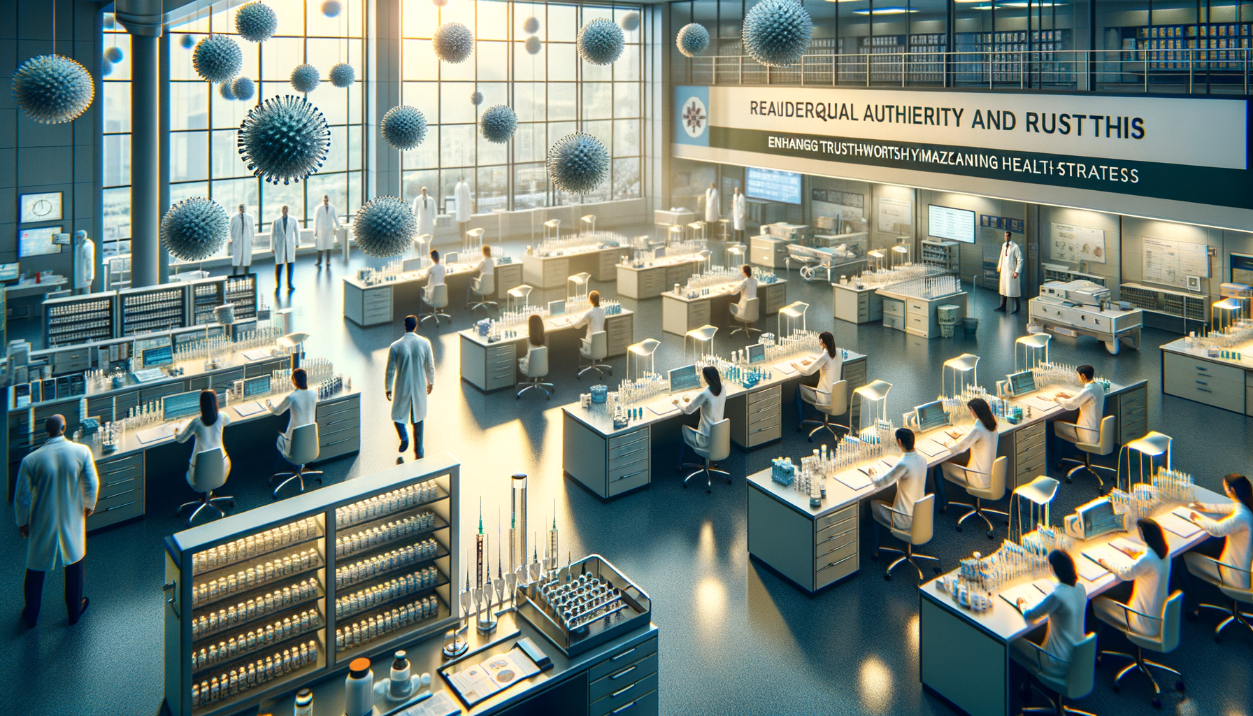 Create a clean, professional, editorial-style image for Dr. Jay Varma’s public health website, which shares evidence-based guidance on infectious diseases, outbreaks, vaccination, and health strategy. The image should: Clearly visualise the topic with calm authority Fit an expert health site: modern, trustworthy, and photorealistic Avoid sensationalism, gore, or fearmongering Depict clinics, labs, vaccination sites, or diverse people in public health contexts Leave space for a text overlay if possible; use a neutral, non-distracting palette Include realistic details but avoid cluttered backgrounds Reinforce public understanding and trust in health professionals Do not include any text in the image. Topic: Leadership and Trust: Restoring Credibility in Public Health Institutions