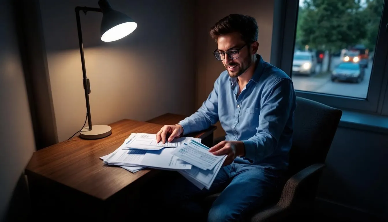 A traveler is reviewing their health documents and vaccination cards, ensuring they are prepared for potential infectious diseases during their journey. This careful examination is essential for infection prevention and control, especially for those with a weakened immune system.