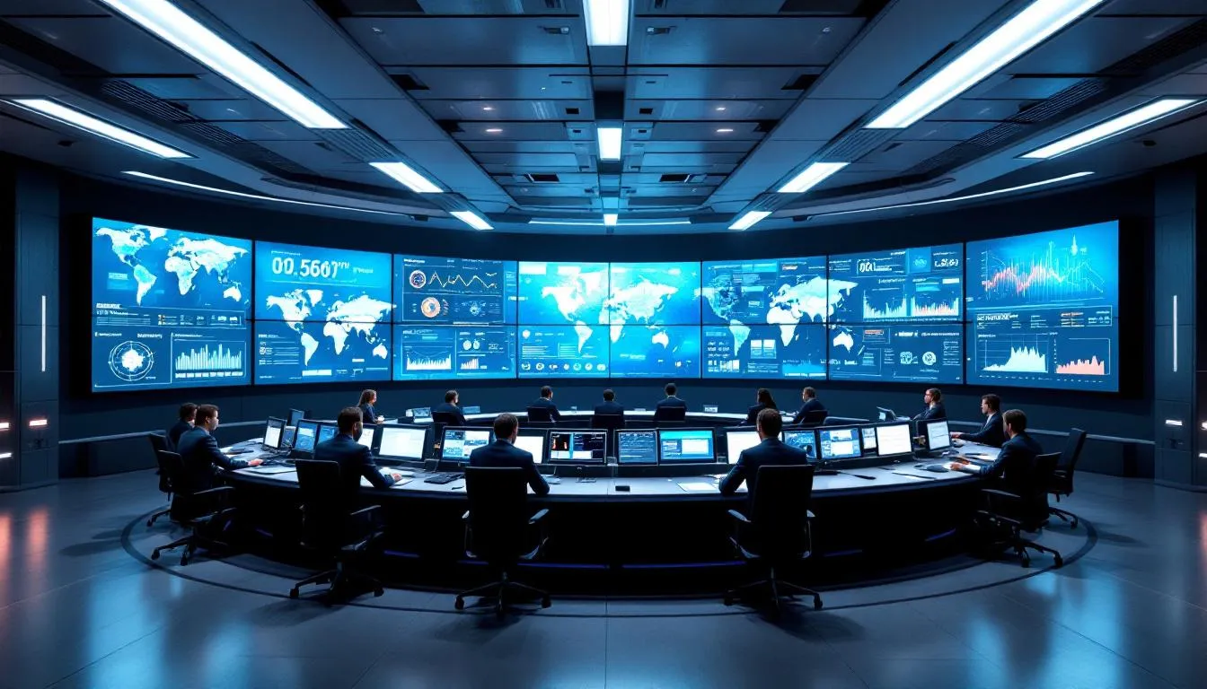 The image depicts a global disease surveillance center featuring multiple screens that display real-time outbreak monitoring data, highlighting the importance of infection prevention and control in healthcare settings. This environment underscores the critical role of healthcare workers in managing infectious diseases and ensuring patient safety through effective infection control measures.